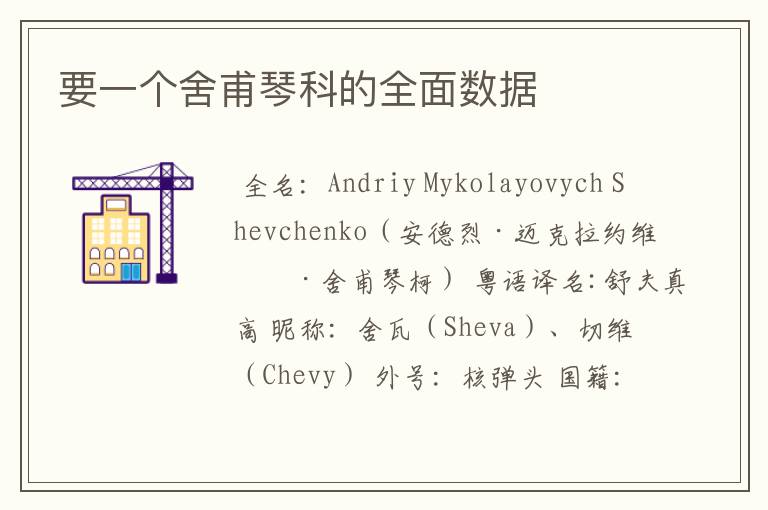 要一个舍甫琴科的全面数据