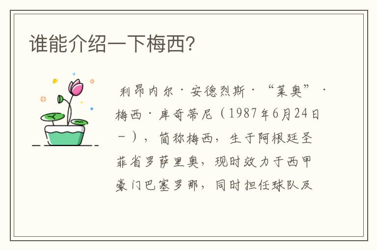 谁能介绍一下梅西?