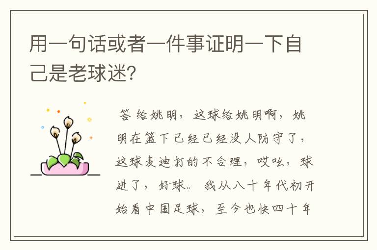 用一句话或者一件事证明一下自己是老球迷?