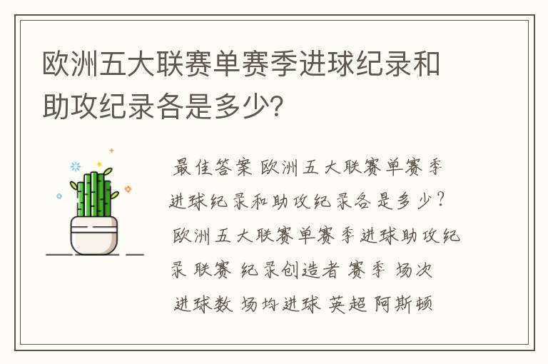 欧洲五大联赛单赛季进球纪录和助攻纪录各是多少?