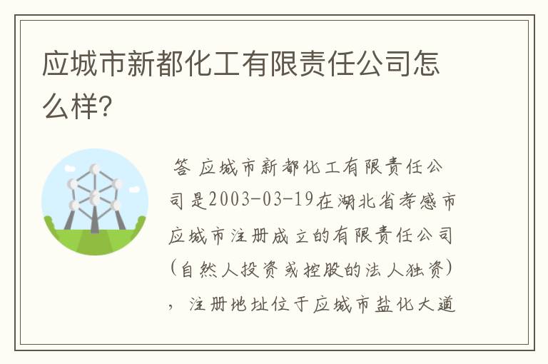 应城市新都化工有限责任公司怎么样?