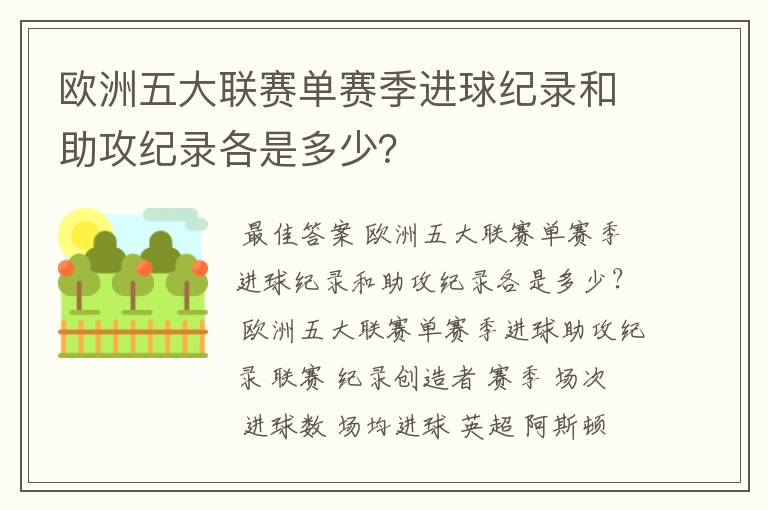欧洲五大联赛单赛季进球纪录和助攻纪录各是多少?