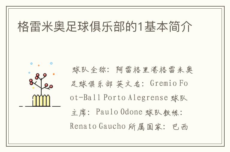 格雷米奥足球俱乐部的1基本简介