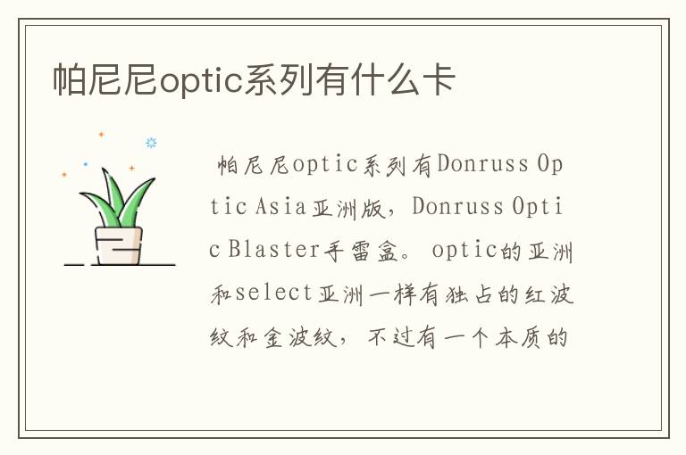 帕尼尼optic系列有什么卡