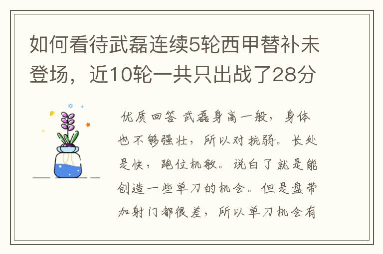 如何看待武磊连续5轮西甲替补未登场,近10轮一共只出战了28分钟?