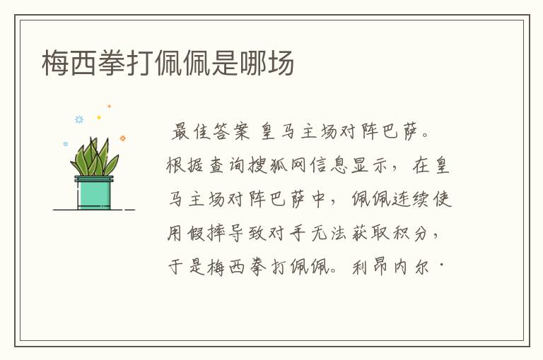 梅西拳打佩佩是哪场