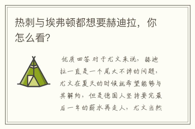 热刺与埃弗顿都想要赫迪拉,你怎么看?