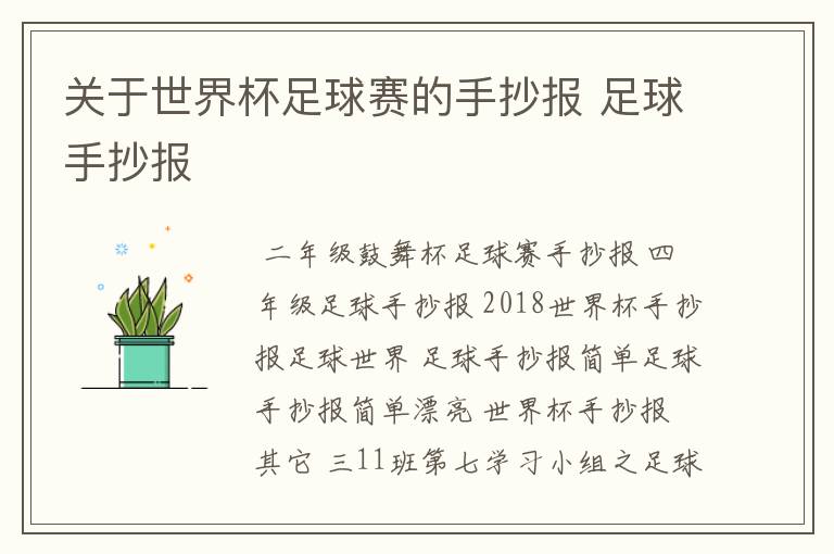 关于世界杯足球赛的手抄报 足球手抄报