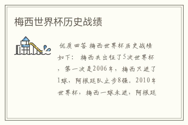 梅西世界杯历史战绩