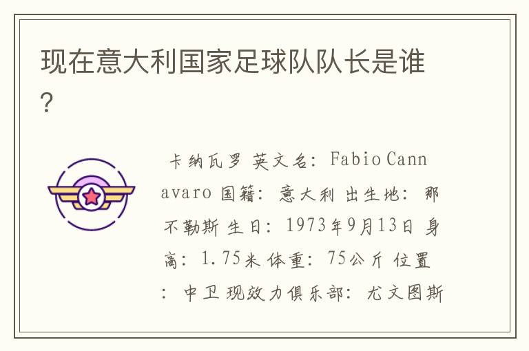 现在意大利国家足球队队长是谁?