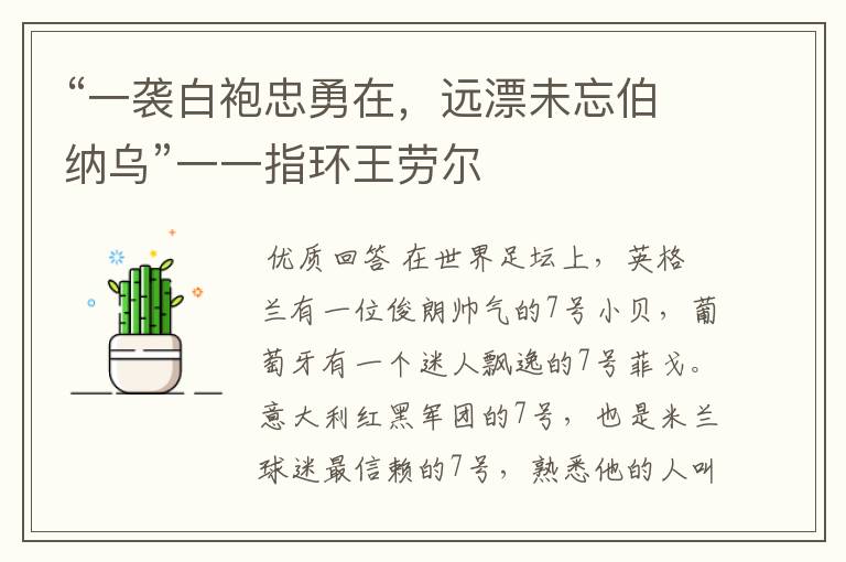 “一袭白袍忠勇在,远漂未忘伯纳乌”一一指环王劳尔