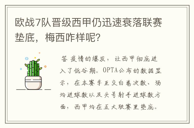 欧战7队晋级西甲仍迅速衰落联赛垫底,梅西咋样呢?
