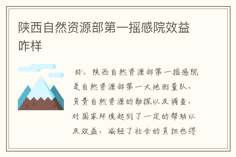 陕西自然资源部第一摇感院效益咋样