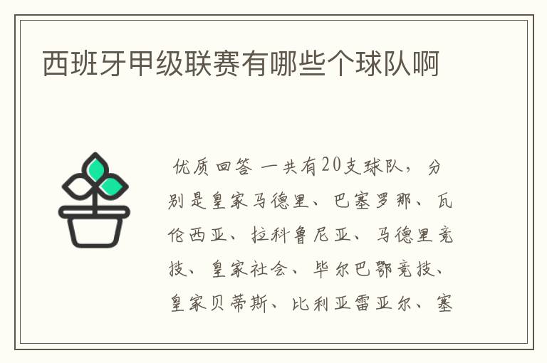 西班牙甲级联赛有哪些个球队啊