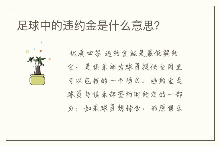 足球中的违约金是什么意思?