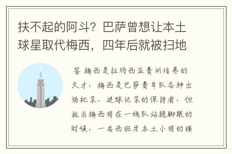 扶不起的阿斗?巴萨曾想让本土球星取代梅西,四年后就被扫地出门