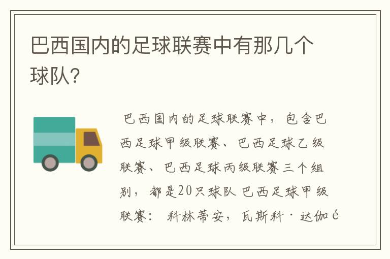 巴西国内的足球联赛中有那几个球队?