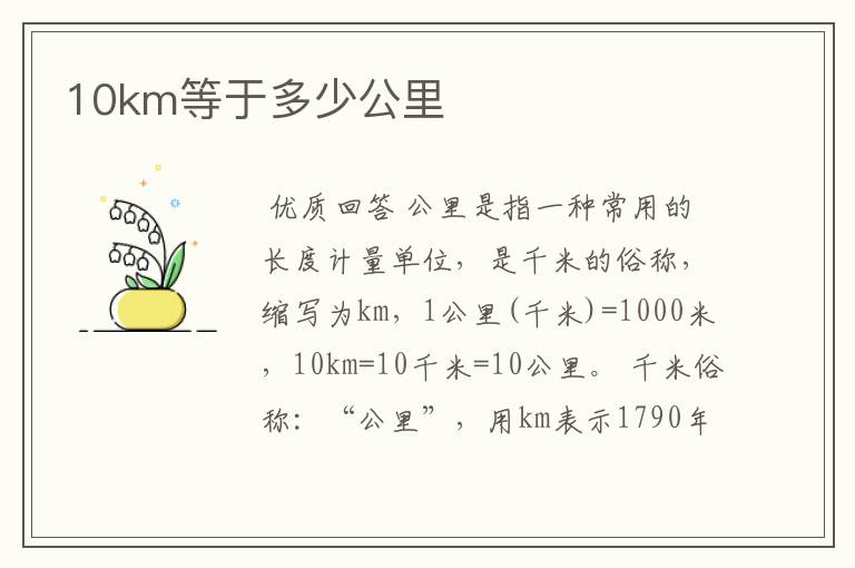 10km等于多少公里
