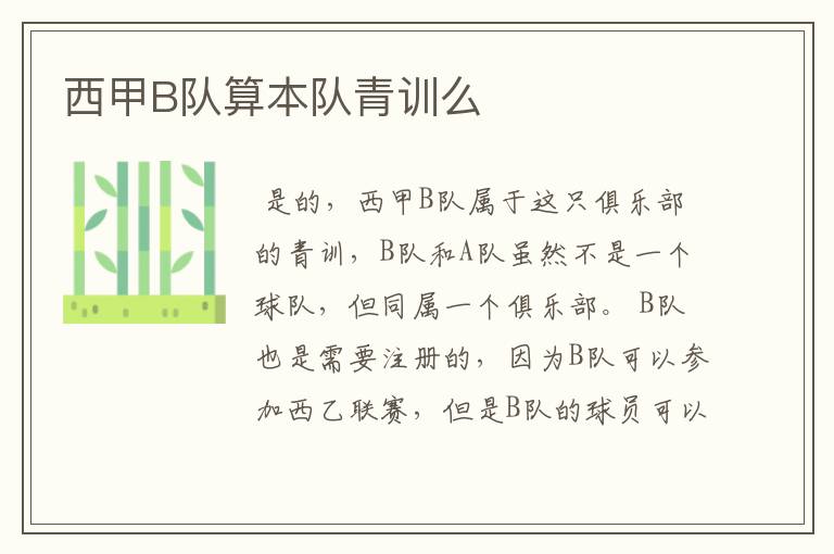 西甲B队算本队青训么