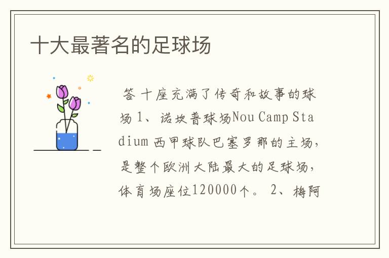 十大最著名的足球场