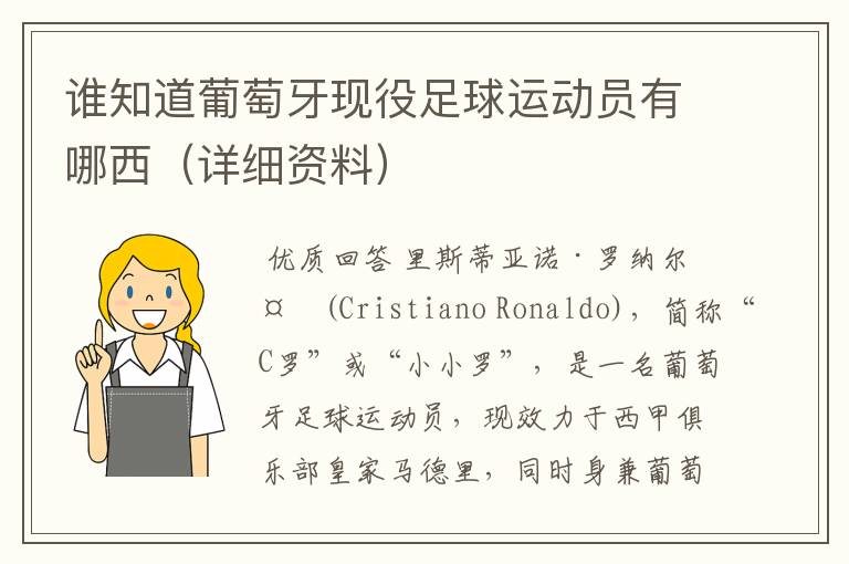 谁知道葡萄牙现役足球运动员有哪西(详细资料)