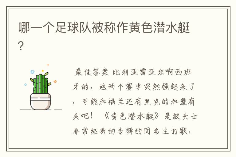 哪一个足球队被称作黄色潜水艇?