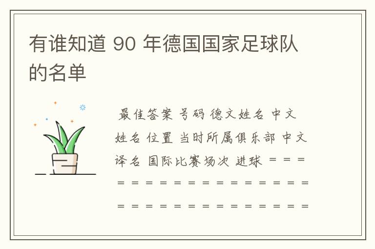 有谁知道 90 年德国国家足球队的名单