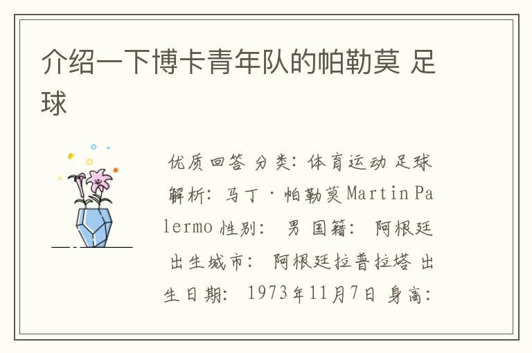 介绍一下博卡青年队的帕勒莫 足球