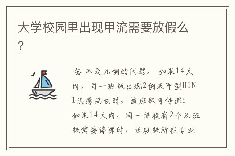 大学校园里出现甲流需要放假么?