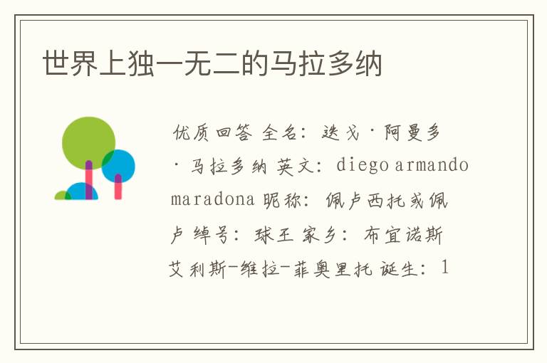 世界上独一无二的马拉多纳