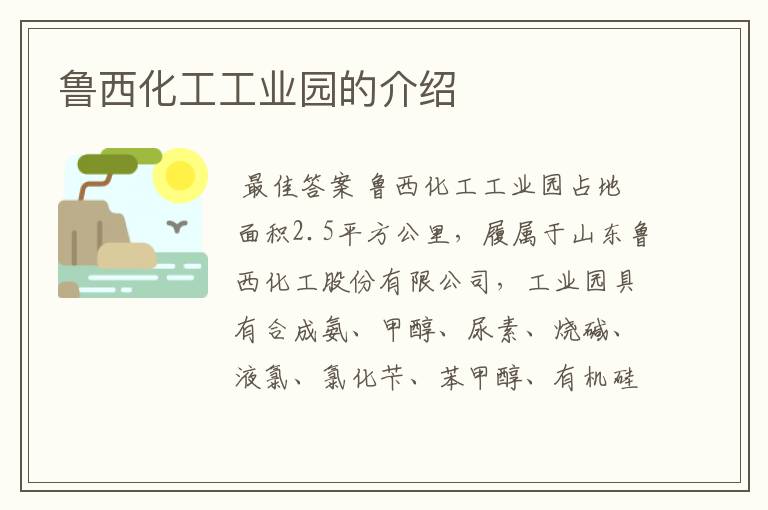 鲁西化工工业园的介绍