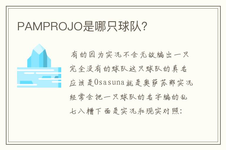 PAMPROJO是哪只球队?