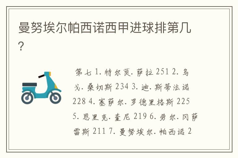 曼努埃尔帕西诺西甲进球排第几?