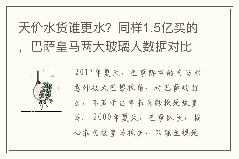 天价水货谁更水?同样1.5亿买的,巴萨皇马两大玻璃人数据对比