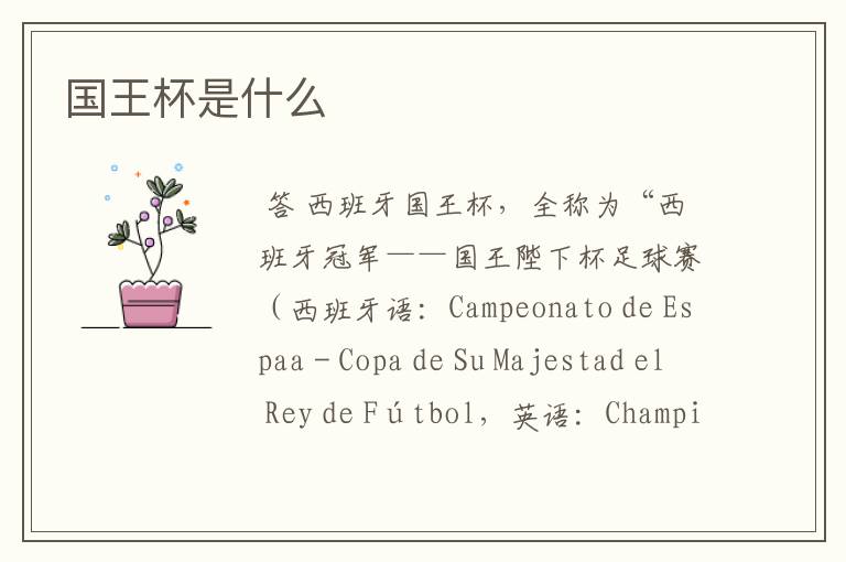 国王杯是什么