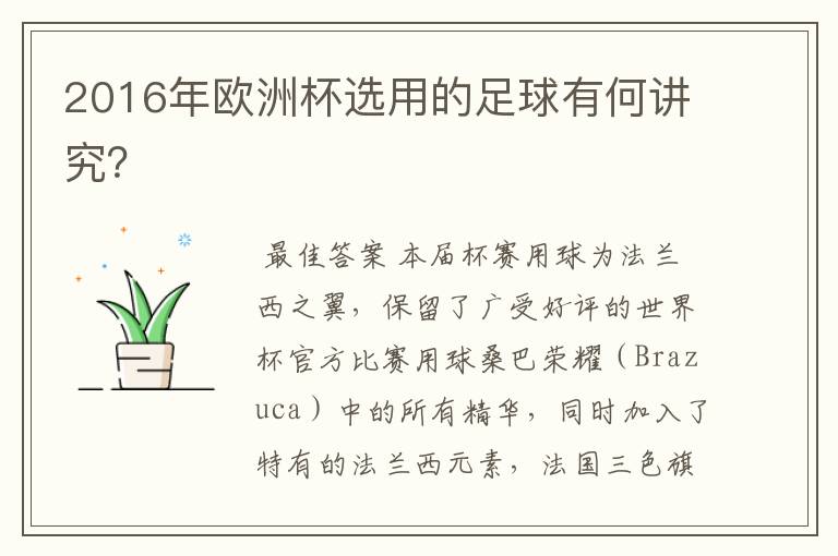 2016年欧洲杯选用的足球有何讲究?