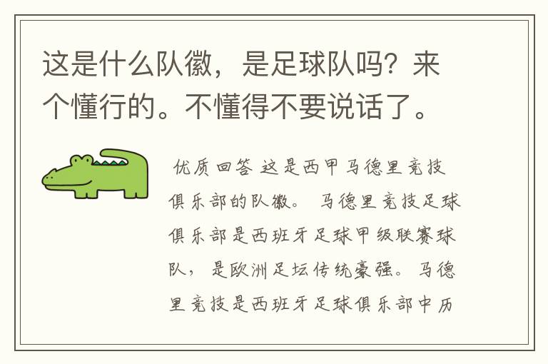 这是什么队徽,是足球队吗?来个懂行的。不懂得不要说话了。