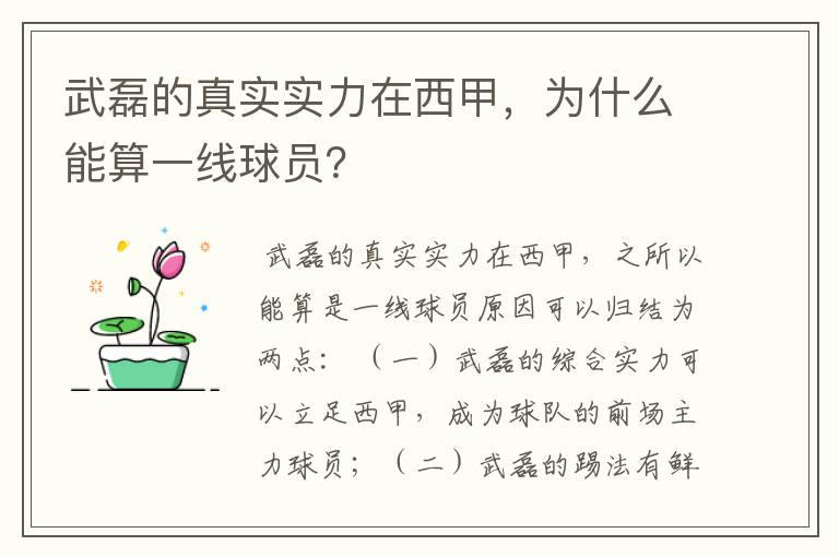 武磊的真实实力在西甲,为什么能算一线球员?