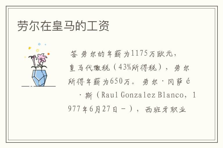 劳尔在皇马的工资