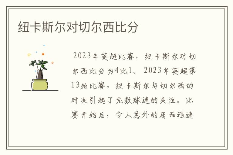 纽卡斯尔对切尔西比分