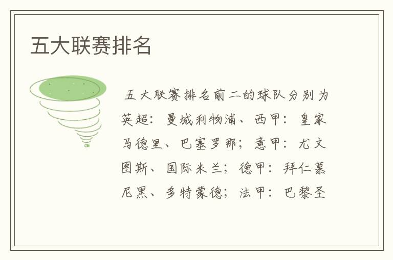 五大联赛排名