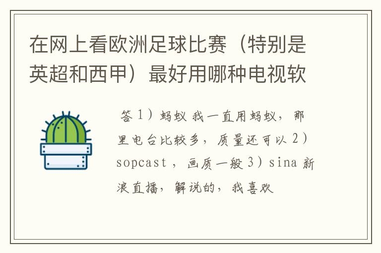 在网上看欧洲足球比赛(特别是英超和西甲)最好用哪种电视软件呢?