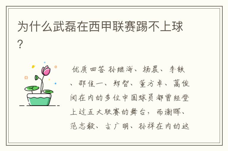 为什么武磊在西甲联赛踢不上球?