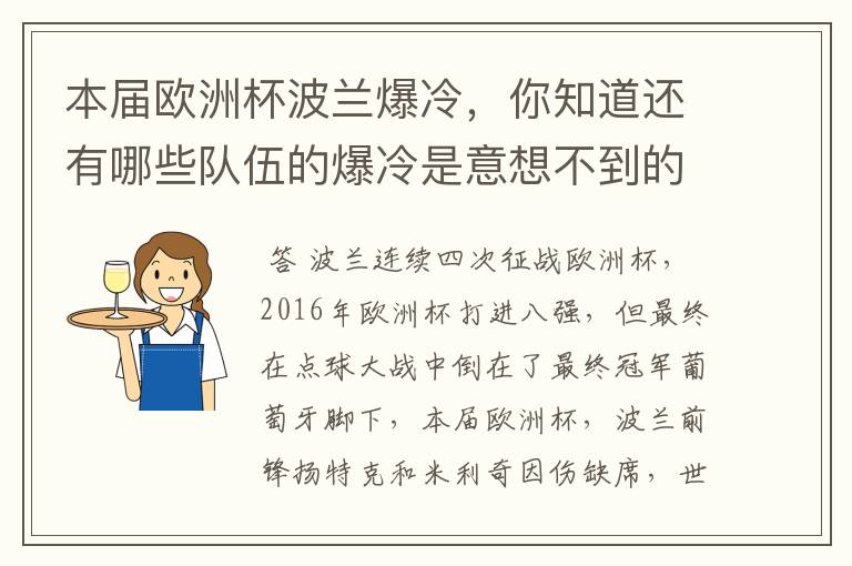本届欧洲杯波兰爆冷,你知道还有哪些队伍的爆冷是意想不到的?