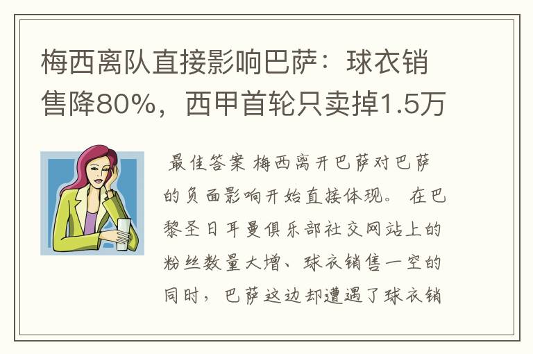 梅西离队直接影响巴萨:球衣销售降80%,西甲首轮只卖掉1.5万球票