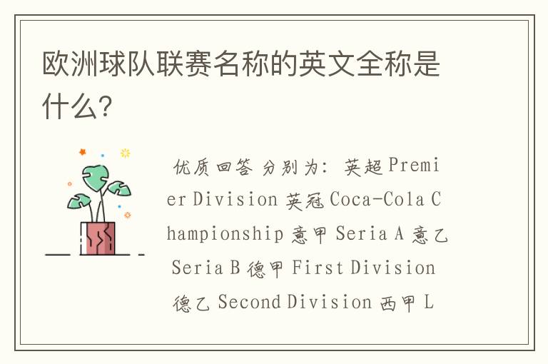 欧洲球队联赛名称的英文全称是什么?