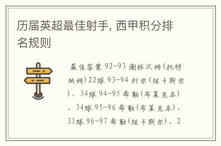 历届英超最佳射手, 西甲积分排名规则