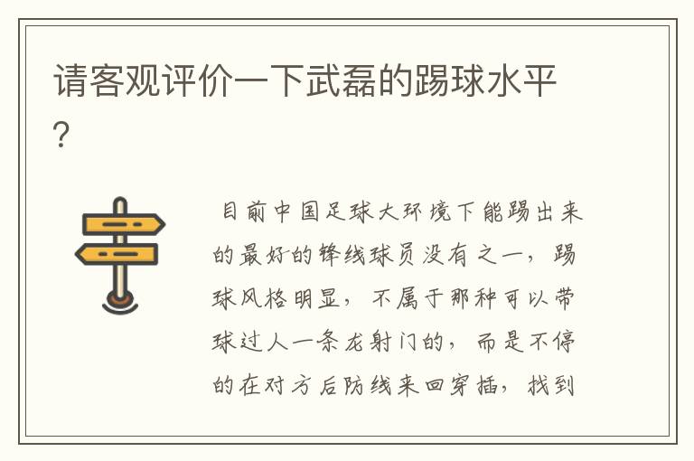 请客观评价一下武磊的踢球水平?