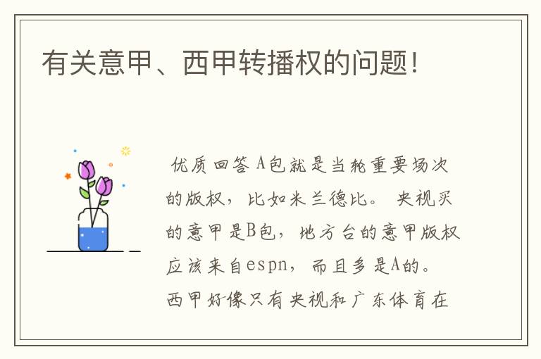 有关意甲、西甲转播权的问题!