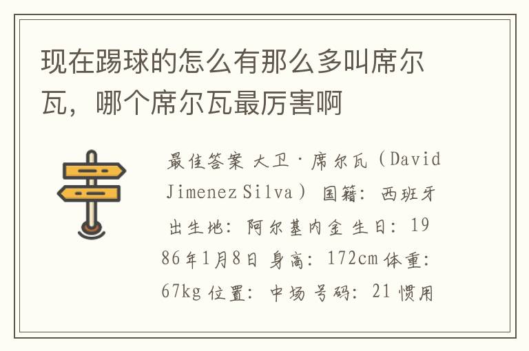 现在踢球的怎么有那么多叫席尔瓦,哪个席尔瓦最厉害啊